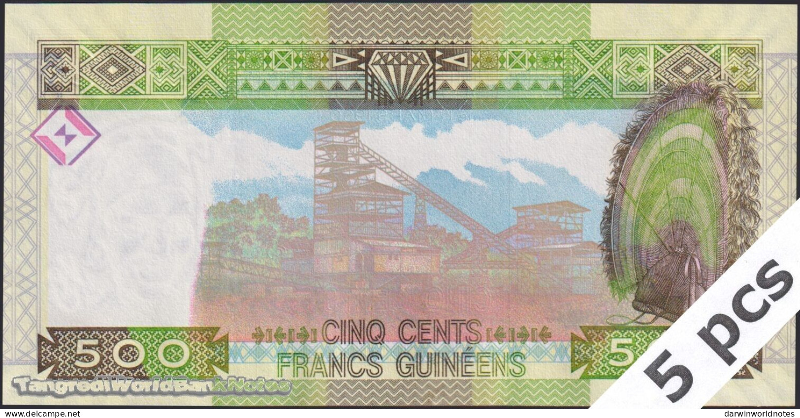 DWN - GUINEA P.47b - 500 Francs 2017 UNC - Various Prefixes - DEALERS LOT X 5 - Guinée