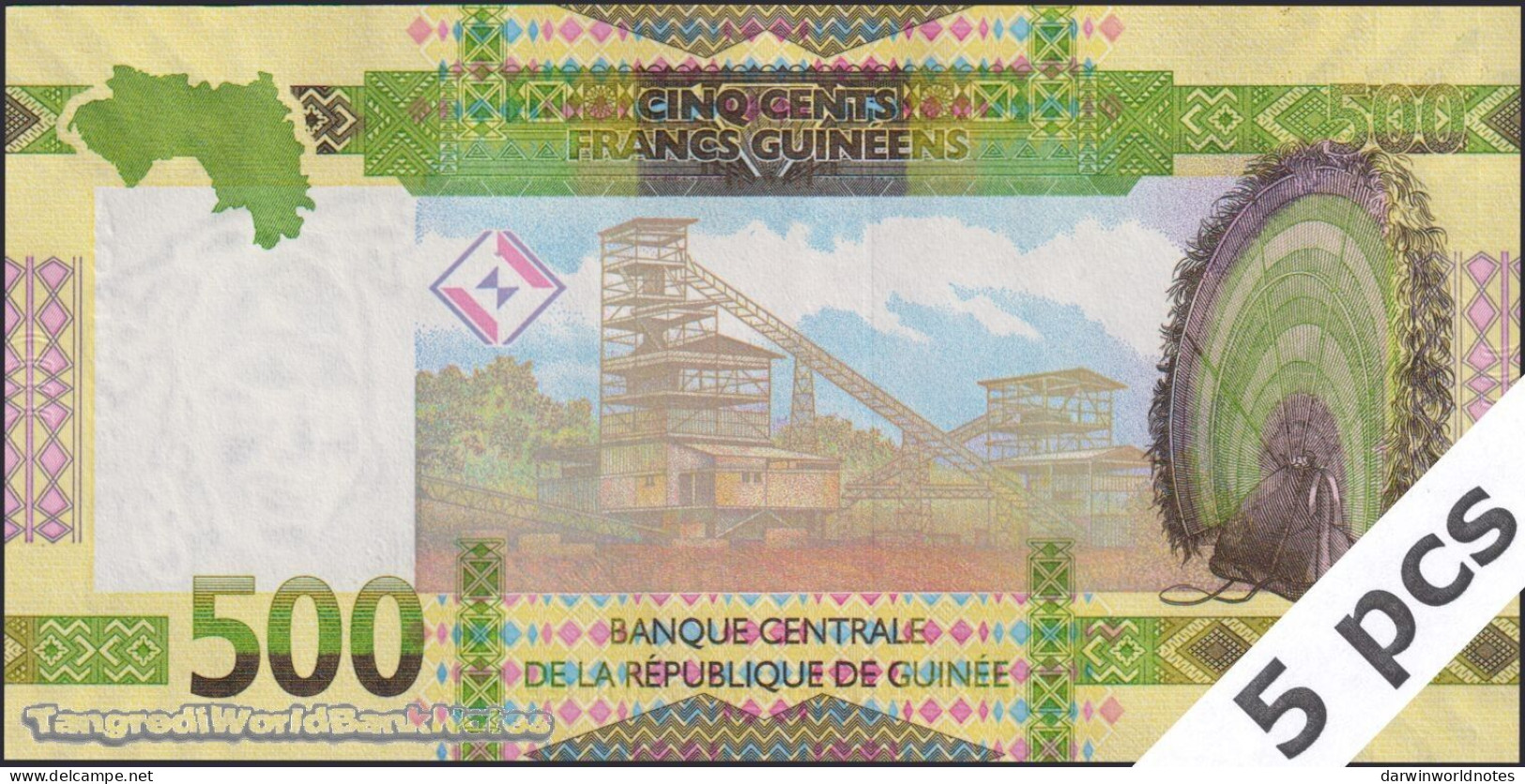 DWN - GUINEA P.52 - 500 Francs 2018 UNC - Various Prefixes - DEALERS LOT X 5 - Guinee