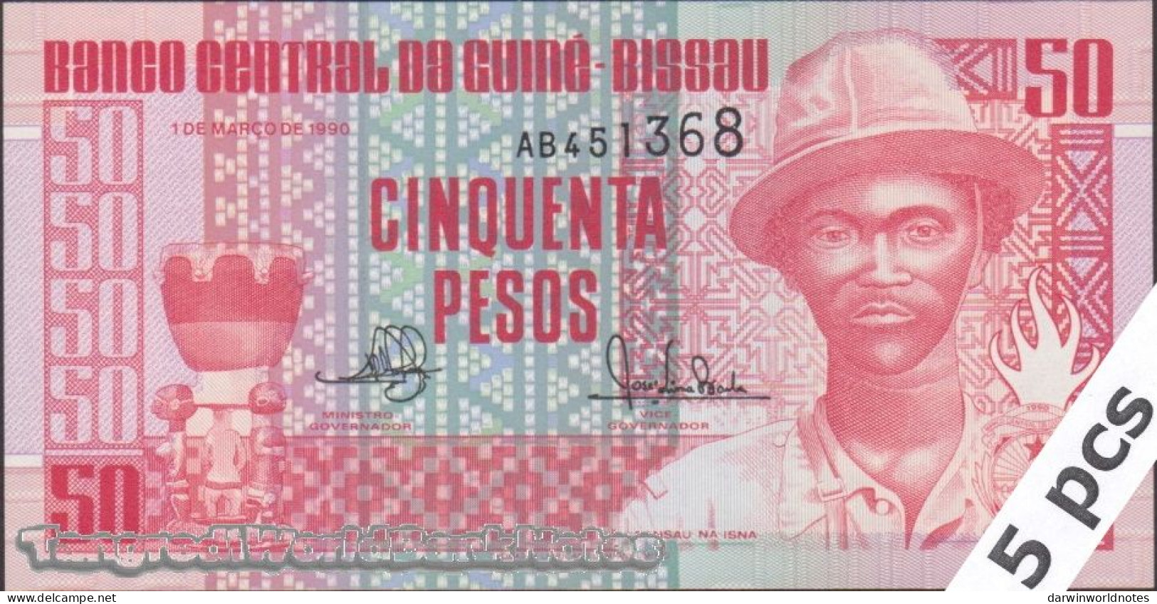 DWN - GUINEA-BISSAU P.10 - 50 Pesos 1990 UNC - Various Prefixes - DEALERS LOT X 5 - Guinee-Bissau