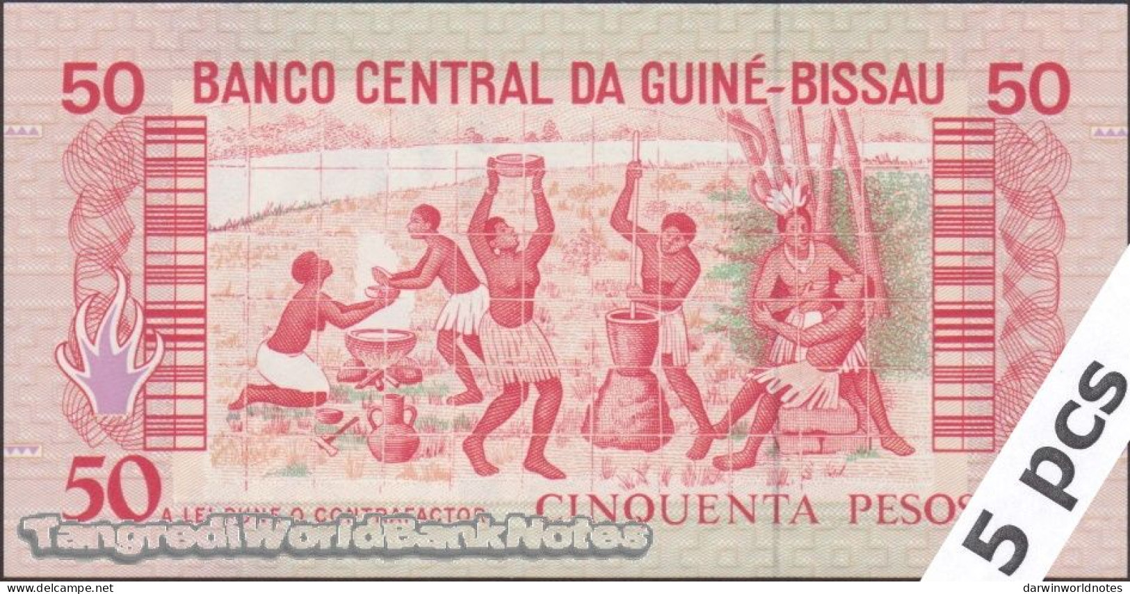 DWN - GUINEA-BISSAU P.10 - 50 Pesos 1990 UNC - Various Prefixes - DEALERS LOT X 5 - Guinee-Bissau