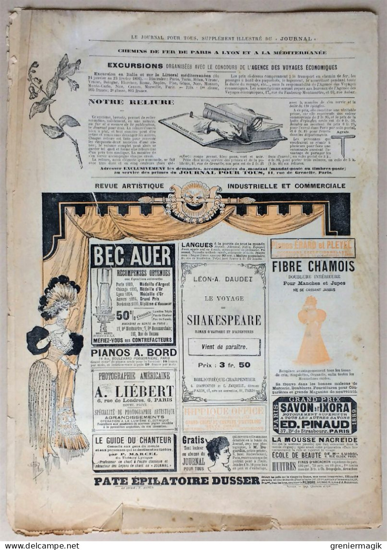 Le Journal Pour Tous N°5 29/01/1896 Lourdey/Paul Verlaine/Maurice Barrès/Le Théâtre De Demain Par Jehan Testevuide - 1850 - 1899