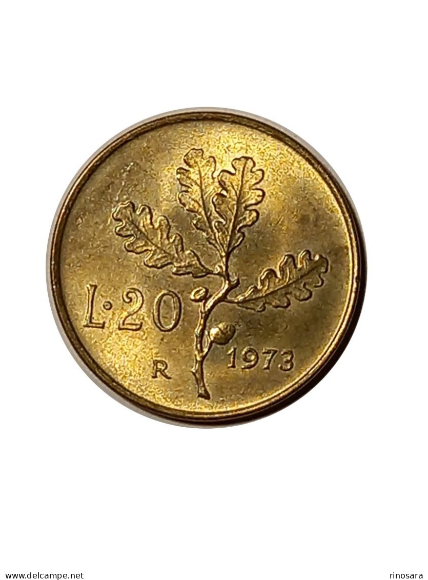 Errore Di Conio 20 Lire 1973 Repubblica Italiana Barra Tra La Data Sul 7 Fdc - 20 Liras