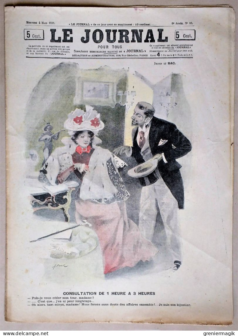 Le Journal Pour Tous N°10 4/03/1896 A Séville Par Maurice Barrès Ill. Scott/Blanchet-Magon/Baudelaire L'homme Et La Mer - 1850 - 1899