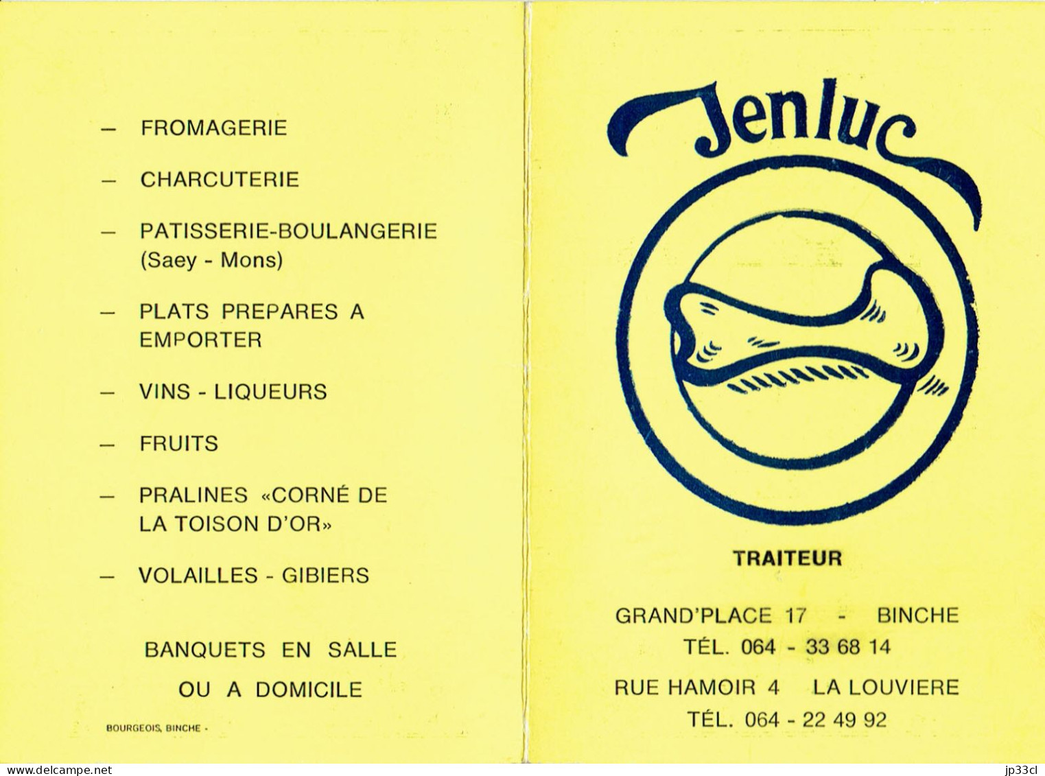 Calendrier 1980 Traiteur Jenluc Grand'Place Binche Et Rue Hamoir, La Louvière - Small : 1971-80