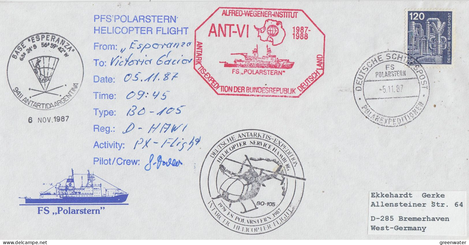 Germany FS Polarstern Heli Flight From Esperanza To Victoria Glacier 5.11.1987 (ET192A) - Poolvluchten