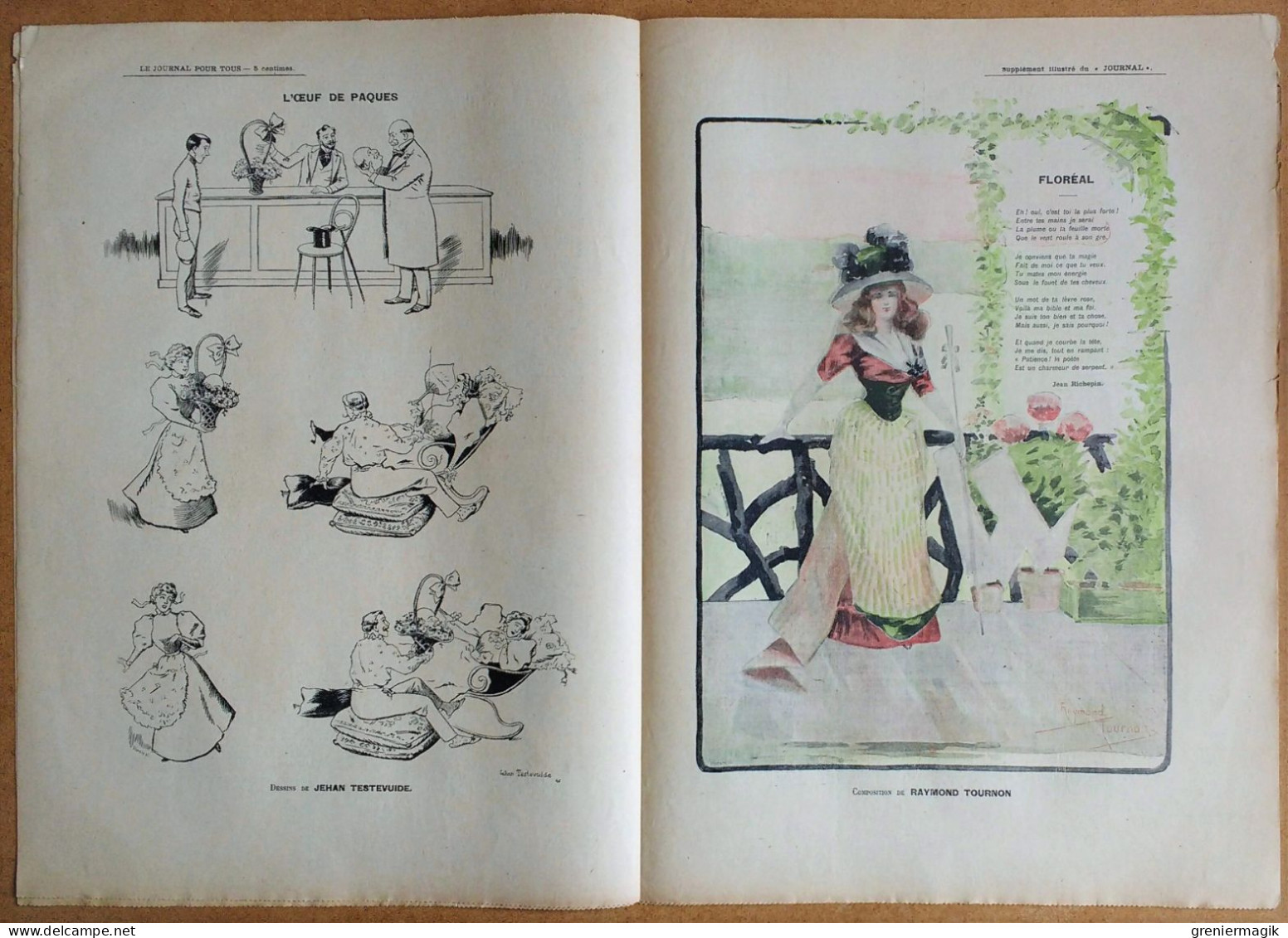 Le Journal Pour Tous N°14 1/04/1896 Poisson D'Avril G. Redon/Floréal Richepin Ill. Tournon/L'oeuf De Pâques Testevuide - 1850 - 1899
