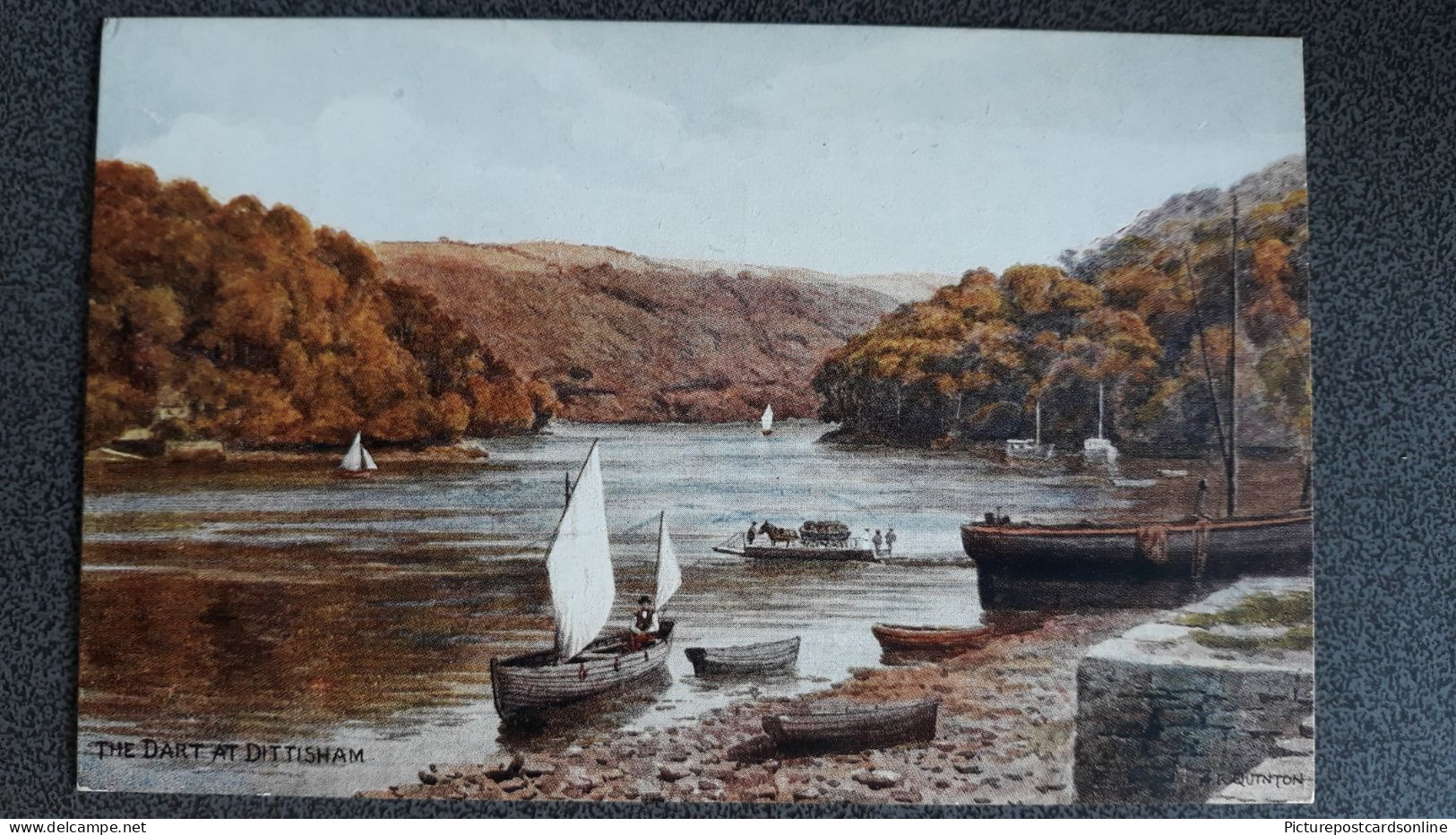 THE DART AT DITTISHAM OLD COLOUR ART POSTCARD ARTIST SIGNED A. R. QUINTON ARQ SALMON NO 1788 - Quinton, AR