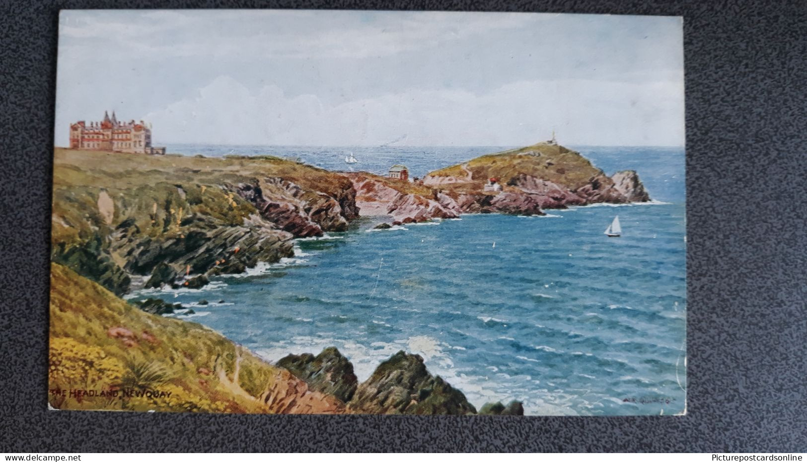 NEWQUAY THE HEADLAND OLD COLOUR ART POSTCARD ARTIST SIGNED A. R. QUINTON ARQ SALMON NO 2170 - Quinton, AR