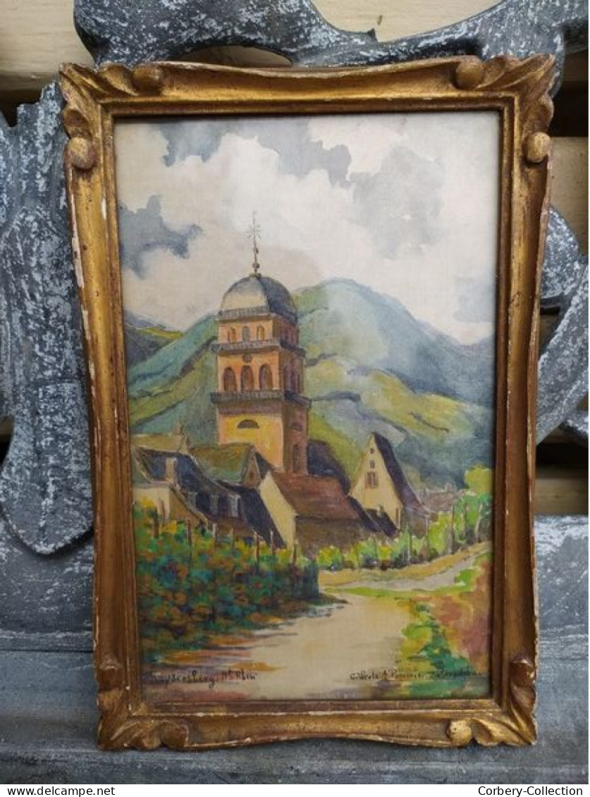 Tableau Peinture Kaysersberg Gilberte Pommier Zaborowska XXe - Huiles