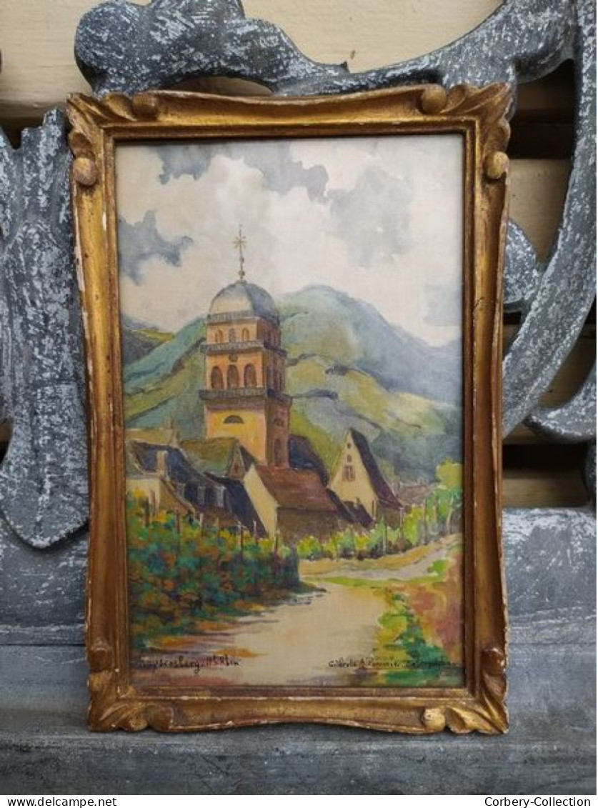 Tableau Peinture Kaysersberg Gilberte Pommier Zaborowska XXe