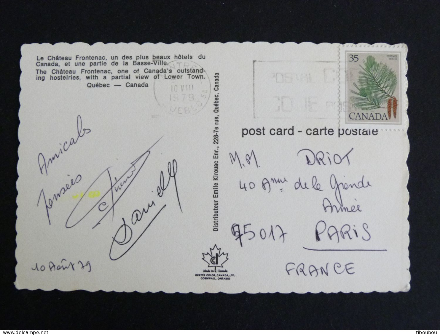 CANADA AVEC YT 698 PIN BLANC WEYMOUTH ARBRE TREE BAUM - CHATEAU FRONTENAC MONTREAL QUEBEC - Cartas & Documentos