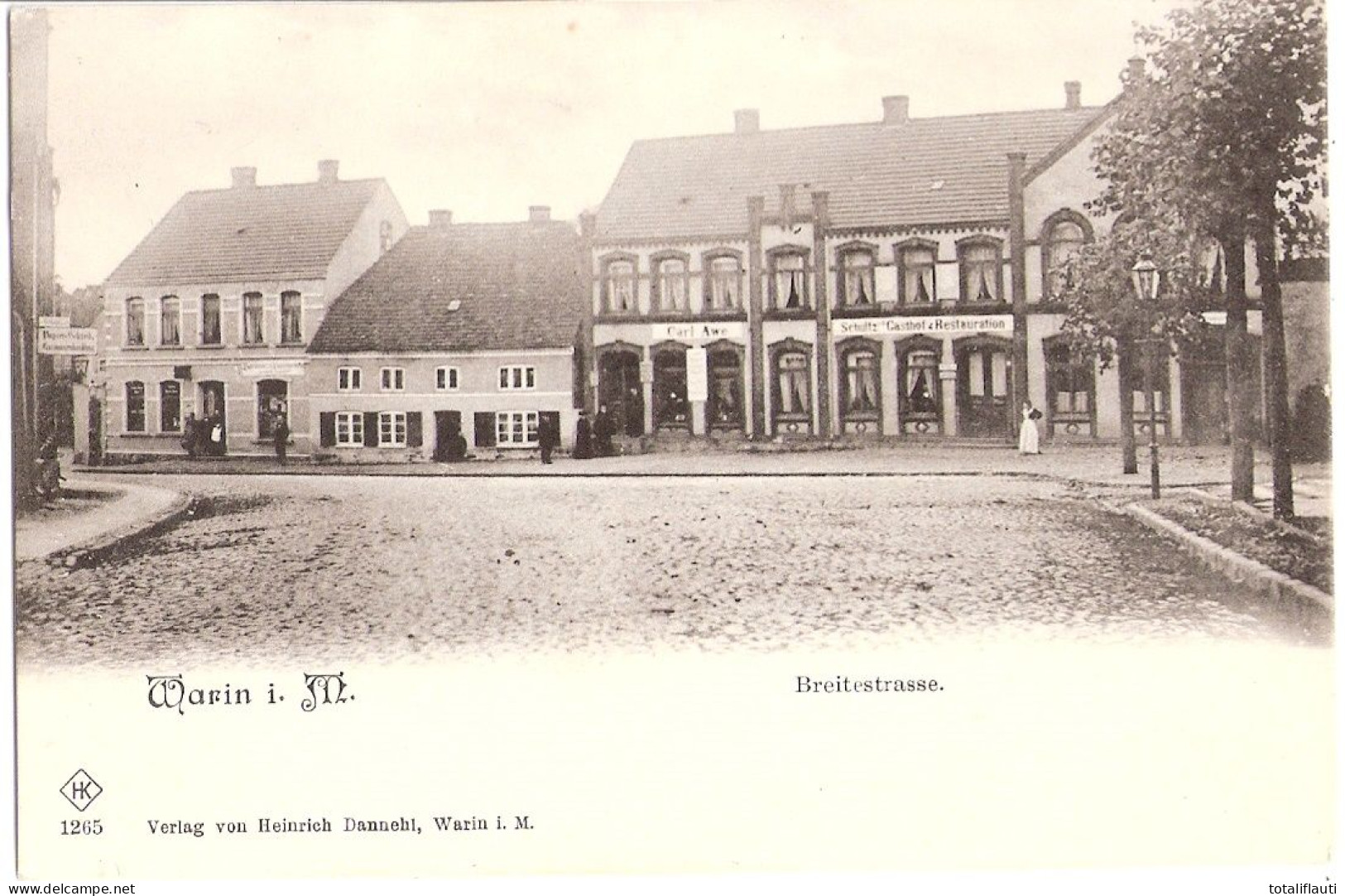 WARIN Breitestrasse Geschäft Carl Awe Schultz Gasthof + Restaurant TOP-Erhaltung Ungelaufen Vor 1905 Ungeteilte Adreßrüc - Sternberg