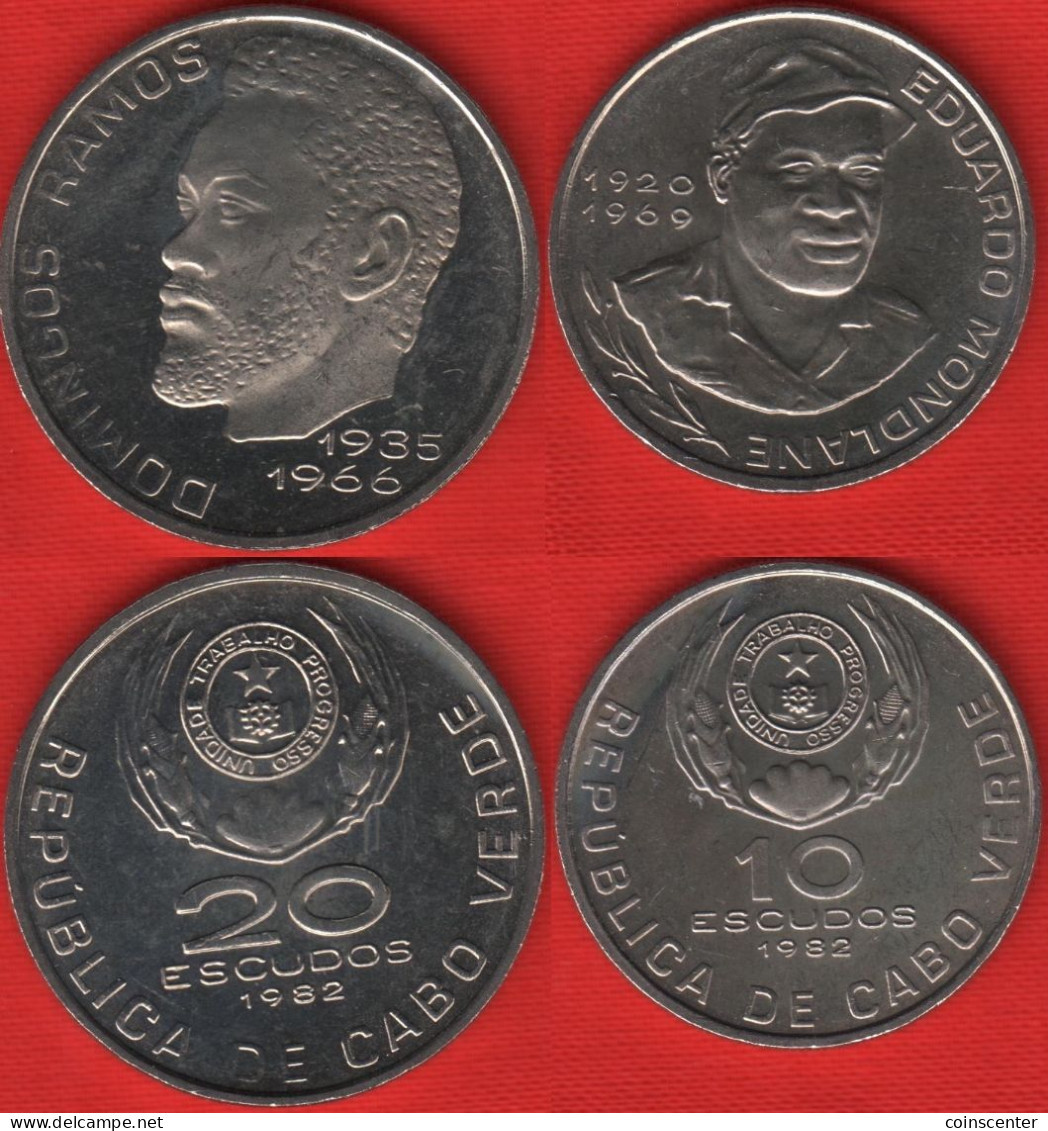 Cape Verde Set Of 2 Coins: 10 - 20 Escudos 1982 UNC - Cape Verde