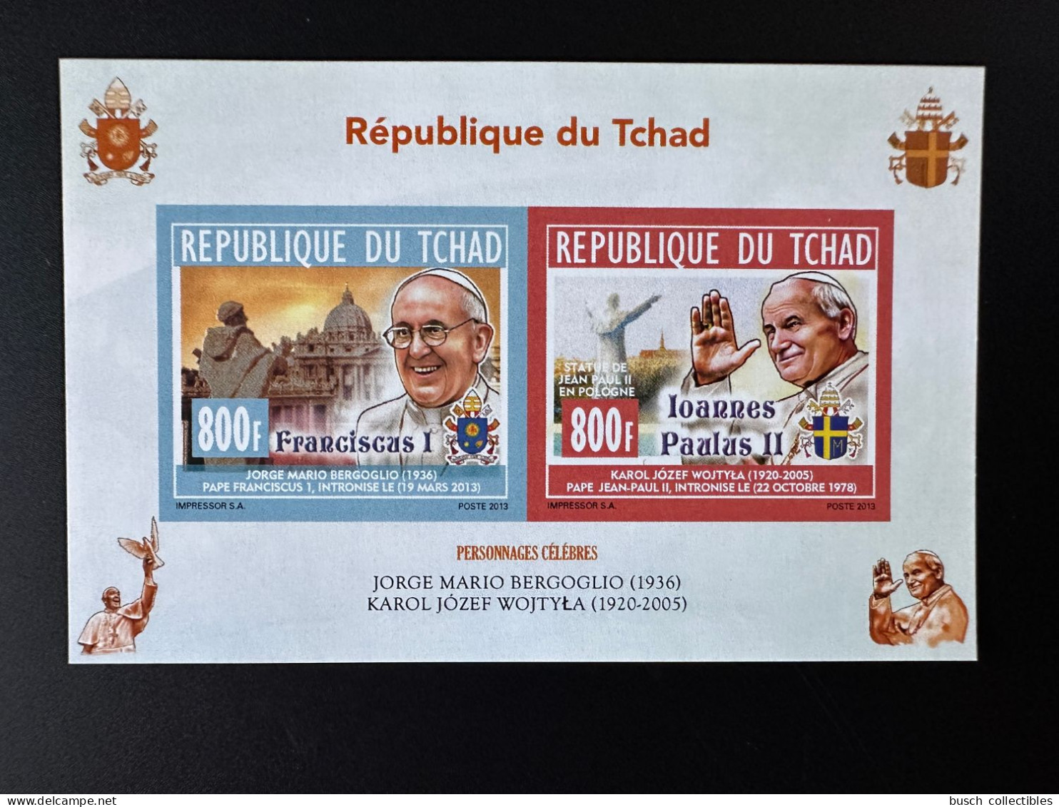 Tchad Chad Tschad 2013 / 2014 ND IMPERF Mi. 2704 - 2705 Pape Jean-Paul II Papst Johannes Paul Pope John Paul Franciscus - Pausen