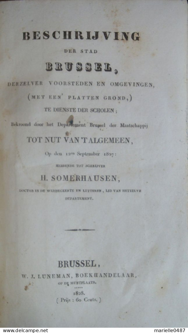 Somerhausen - Beschrijving Der Stad Brussel 1828 - Antique