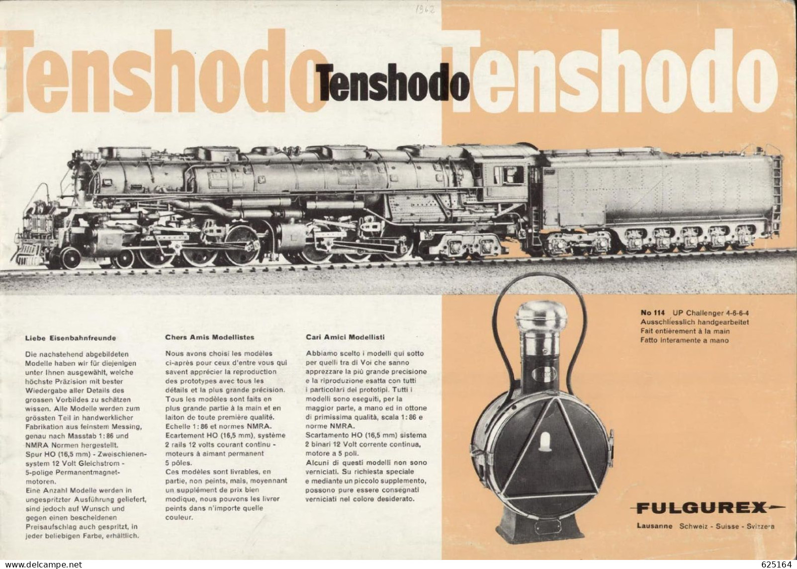Catalogue TENSHODO 1962 Sudyam Fulgurex HO 1/87  - En Français, Allemand Et Italien - Francés