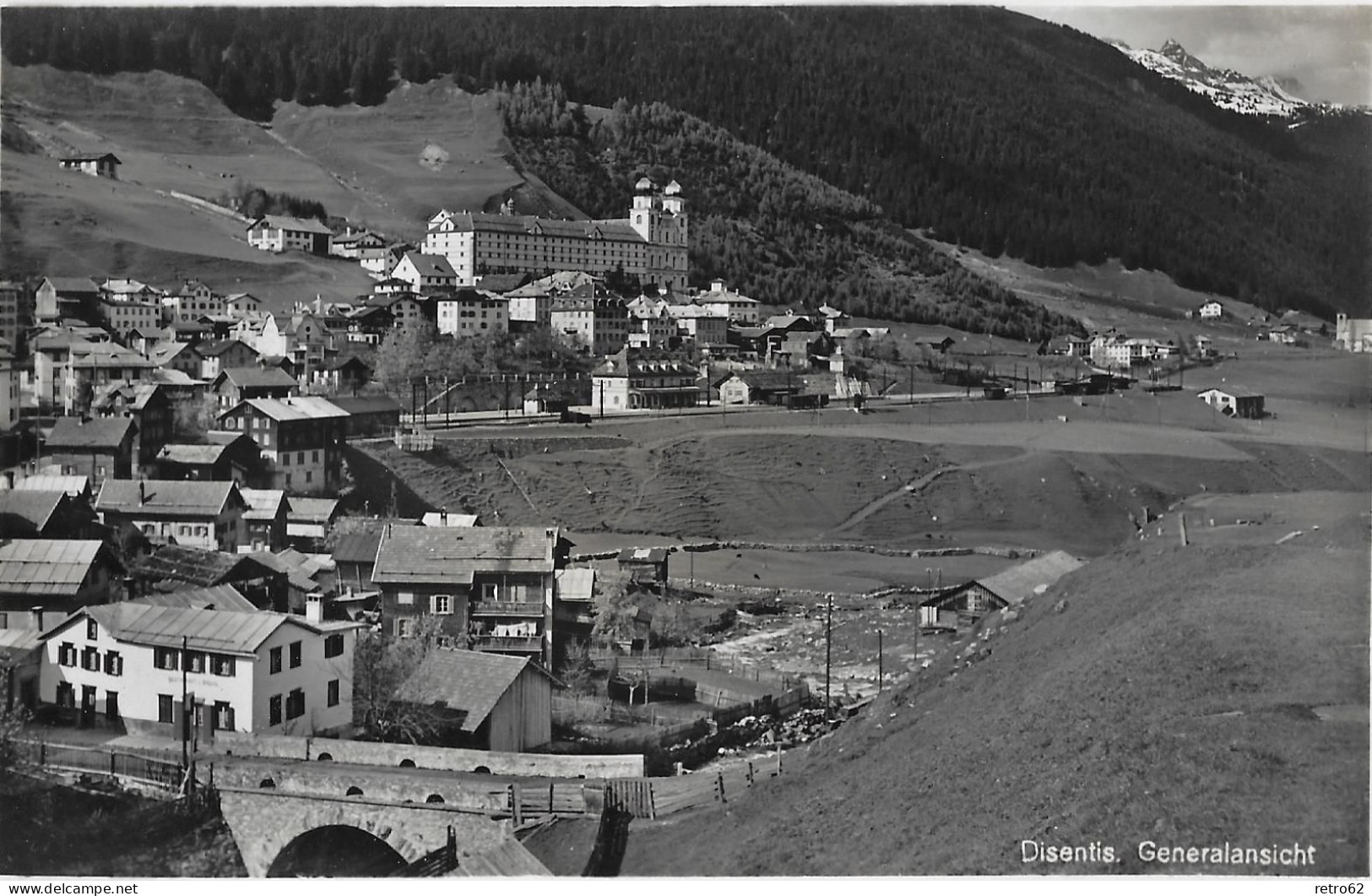 DISENTIS / MUSTÉR  Dorfpartie Mit Dem Kloster, Fotokarte Ca.1940 - Disentis/Mustér