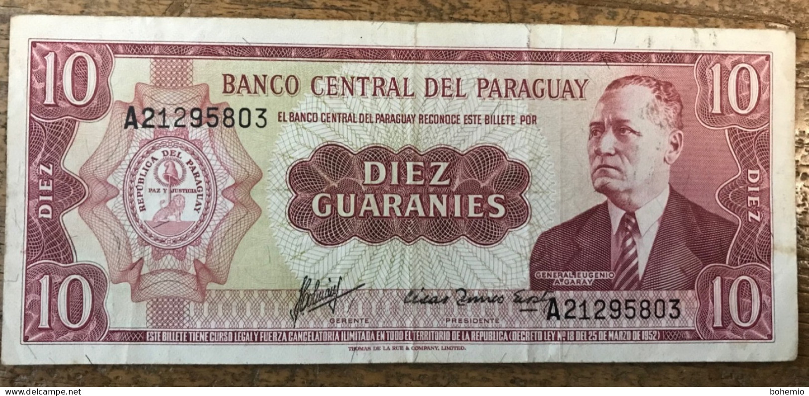 Paraguay 10 Guaraníes Serie A 1952 - Paraguay