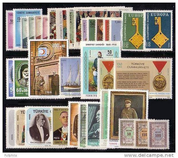 1968 TURKEY YEAR COMPLETE SET ALL MNH ** - Volledig Jaar