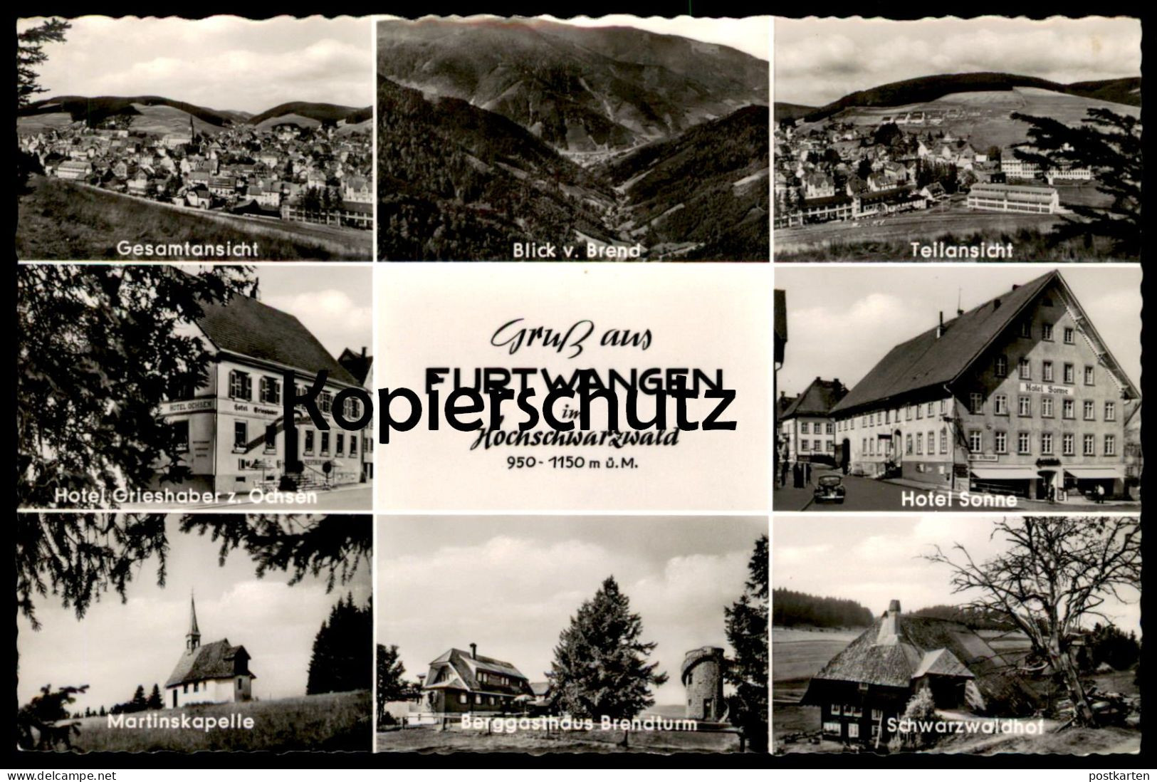 ÄLTERE POSTKARTE GRUSS AUS FURTWANGEN HOTEL SONNE HOTEL GRIESHABER ZUM OCHSEN TEILANSICHT GESAMTANSICHT AK Postcard Cpa - Furtwangen