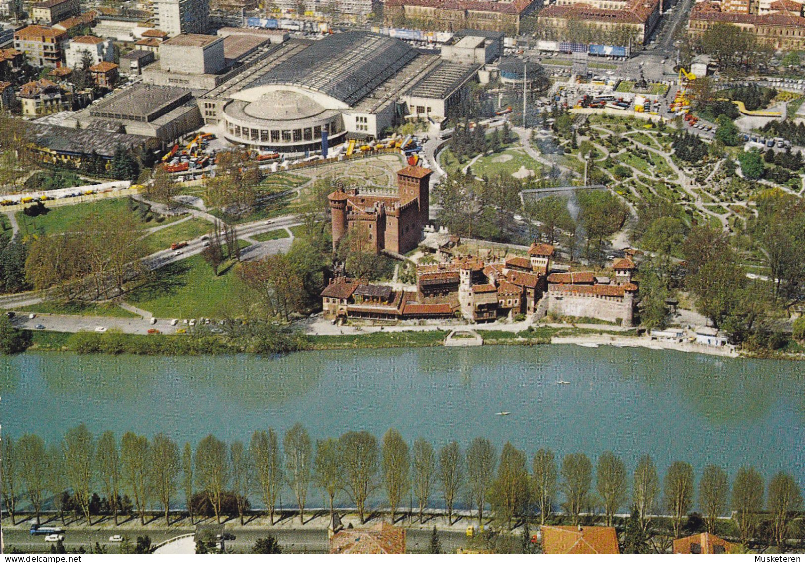 Italy PPC Torino Dall'aero Castello Medioevale From The Airplane Medieval Castle TORINO 1974 RICHMOND United States - Castello Del Valentino