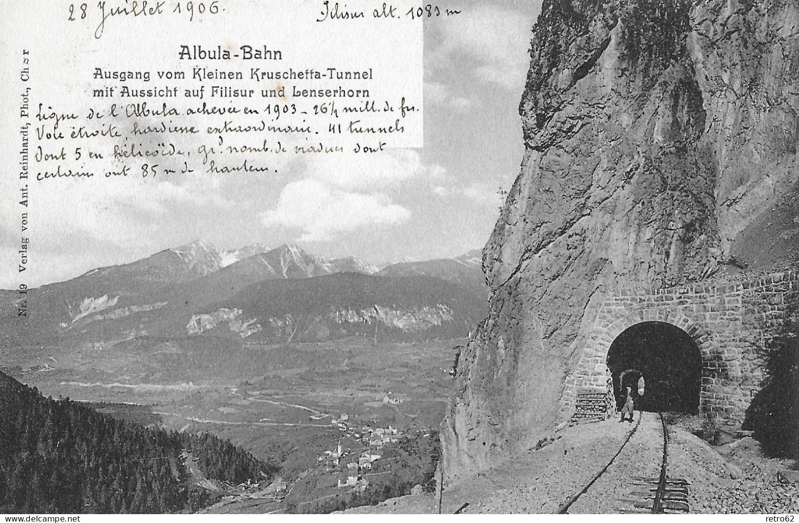 ALBULA-BAHN ► Kruschetta-Tunnel Mit Blick Auf Filisur Anno 1906 - Filisur