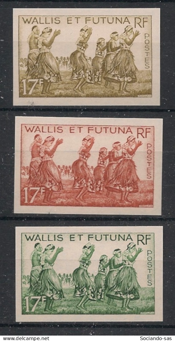 WALLIS ET FUTUNA - 1957-61 - N°Yv. 158A - Danseuses 17f - 3 Essais Non Dentelé / Imperf. Essays - Neuf Luxe ** / MNH - Neufs