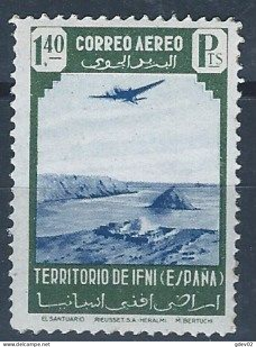 IF32SASF-L4241PC-TESPAEREO.Marroc.Maocco.IFNI ESPAÑOL. PAISAJES Y AVION 1943.(Ed 32**) Sin Charnela.MAGNIFICO - Unused Stamps