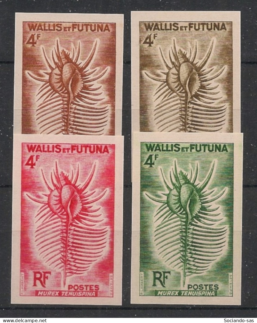 WALLIS ET FUTUNA - 1962-63 - N°Yv. 165 - Coquillage - 4 Essais Non Dentelé / Imperf. Essays - Neuf Luxe ** / MNH - Unused Stamps