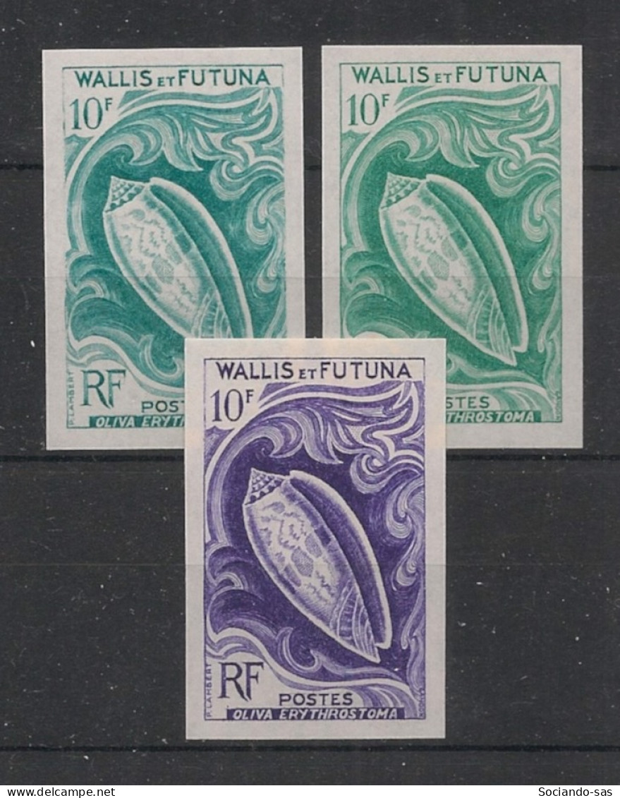 WALLIS ET FUTUNA - 1962-63 - N°Yv. 166 - Coquillage - 3 Essais Non Dentelé / Imperf. Essays - Neuf Luxe ** / MNH - Unused Stamps
