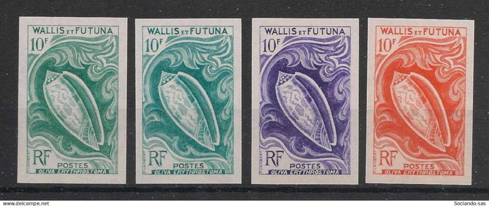 WALLIS ET FUTUNA - 1962-63 - N°Yv. 166 - Coquillage - 4 Essais Non Dentelé / Imperf. Essays - Neuf Luxe ** / MNH - Unused Stamps