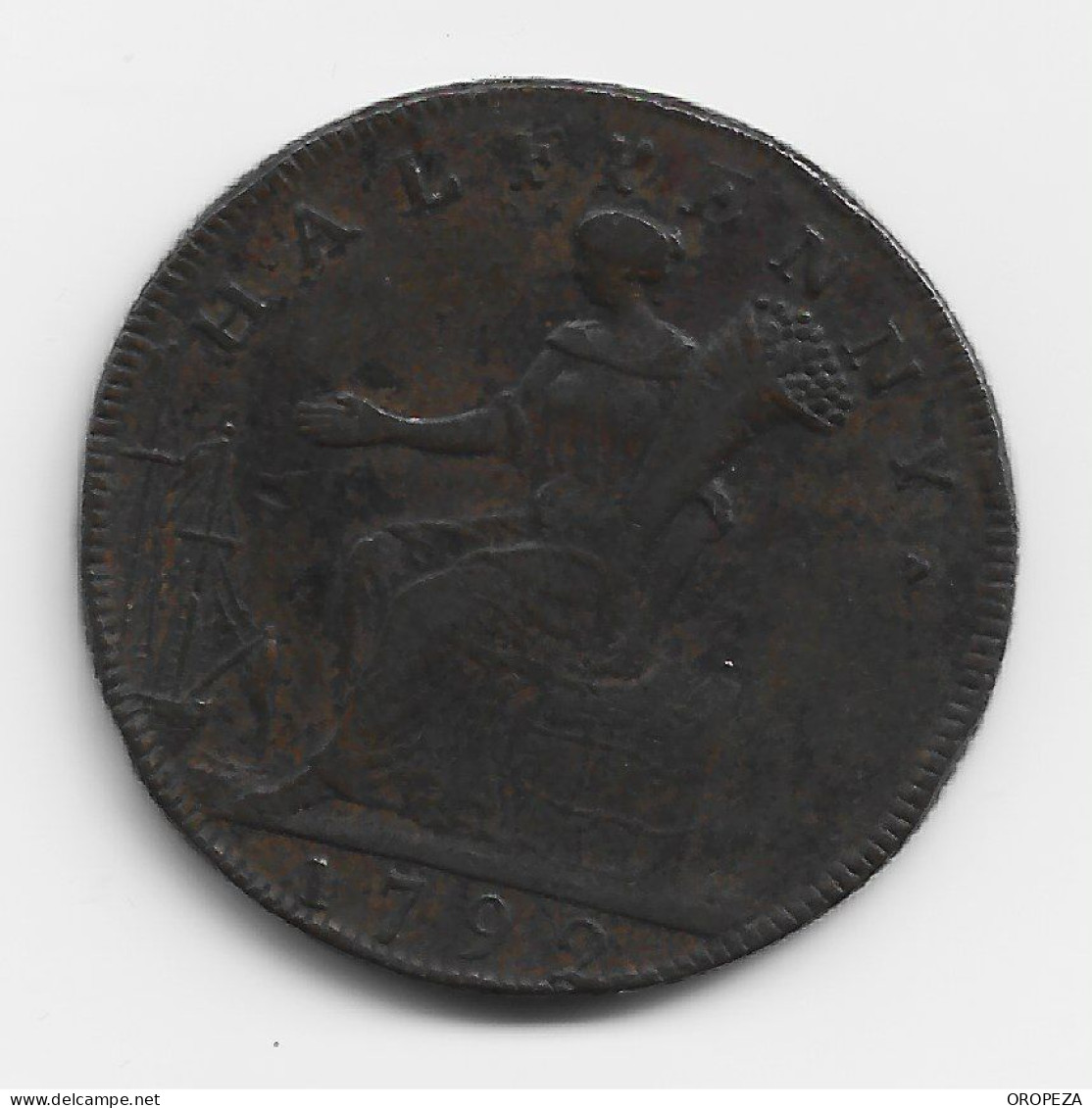 T23 -  GRAN BRETAÑA -  LONDON & MIDDLESEX - HALF PENNY  1792 - MBC - Andere & Zonder Classificatie