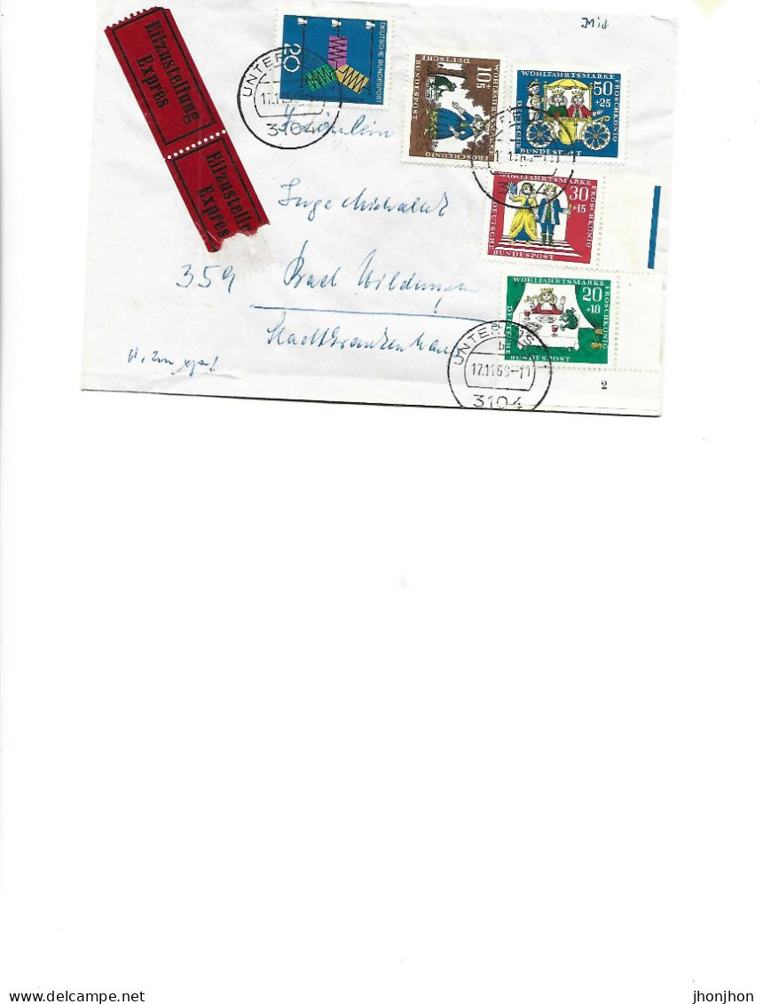 Germany-Registered Letter Express In 1966 From Unterluss To Bad Wildungen-Stamps With  Fairy Tales By The Brothers Grimm - Handbal