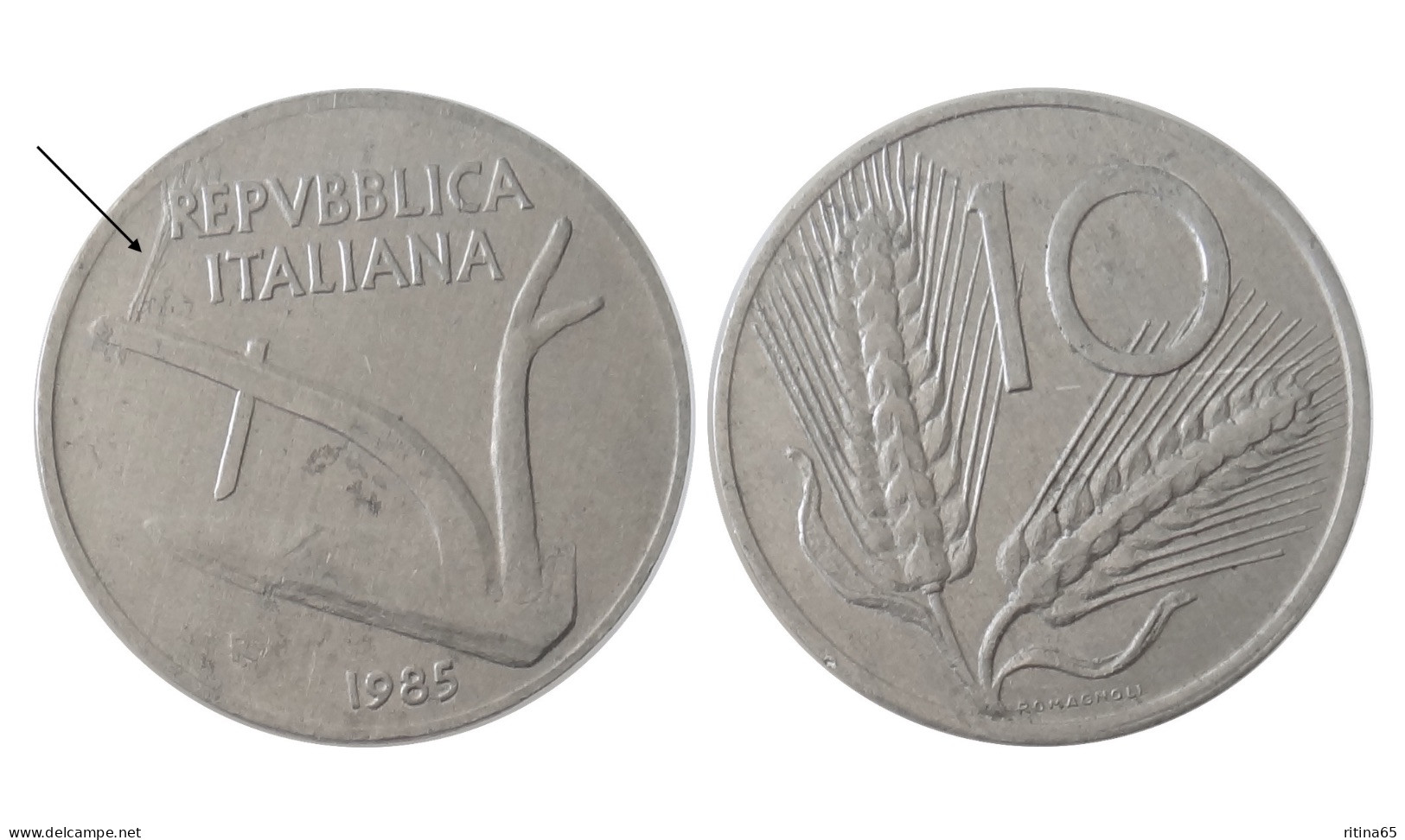 ERRORE !!! 10 LIRE 1985 BARRETTE DI METALLO IN RILIEVO !!! - 10 Lire