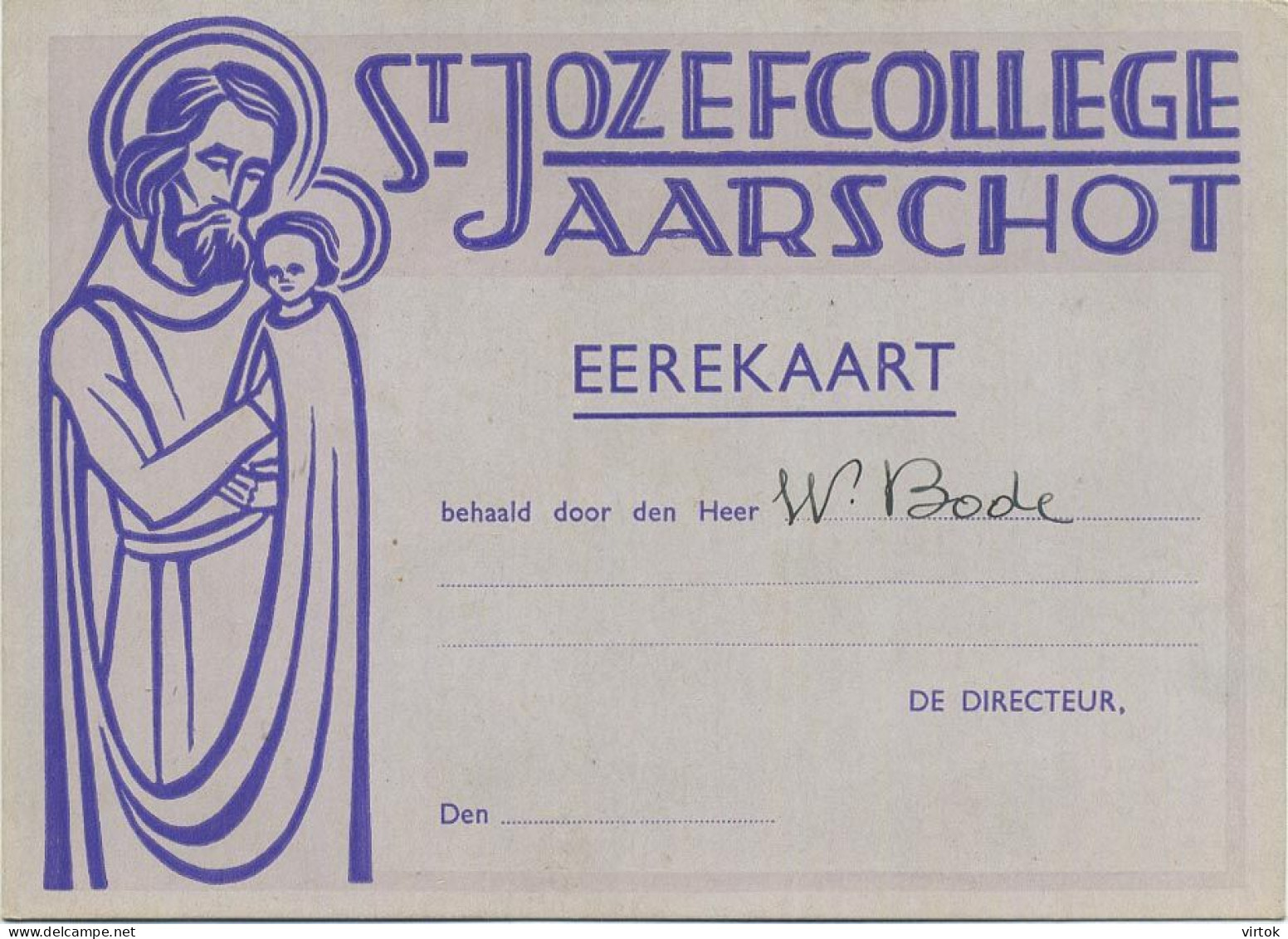 Aarschot    : Carte D'honneur - Erekaart      :Sint Jozefcollege - Aarschot