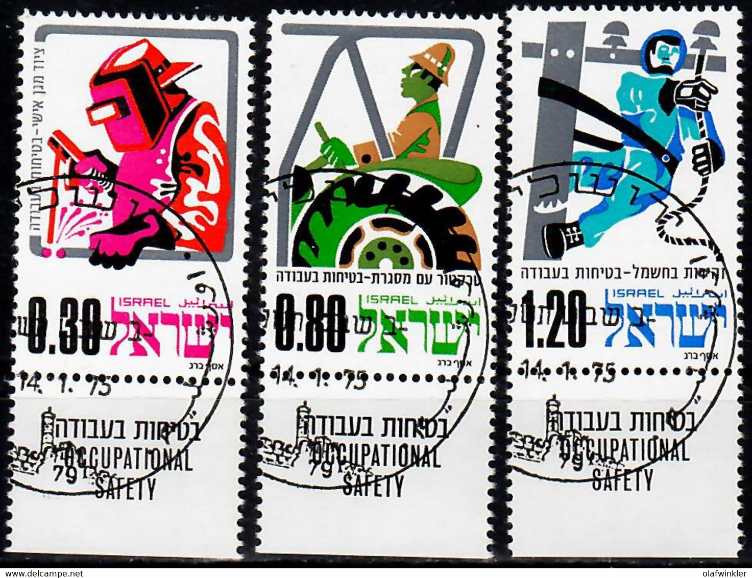 1975 Occupational Safety Bale 603-5 / Sc 555-7 / YT 563-5 / Mi 626-8 Used / Oblitéré / Gestempelt - Used Stamps (with Tabs)