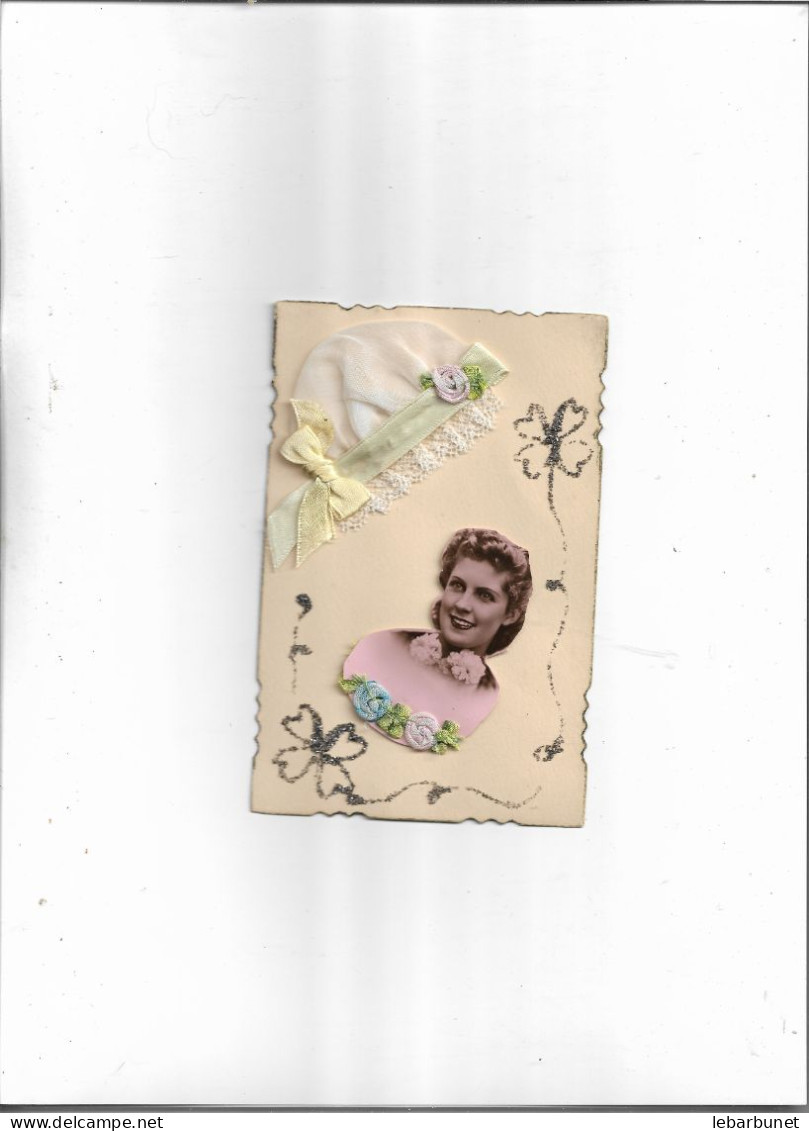 Carte Postale Ancienne Bonnet De  Sainte Catherine Bonnet  Blanc Ruban Blanc Avec Photo - Sainte-Catherine