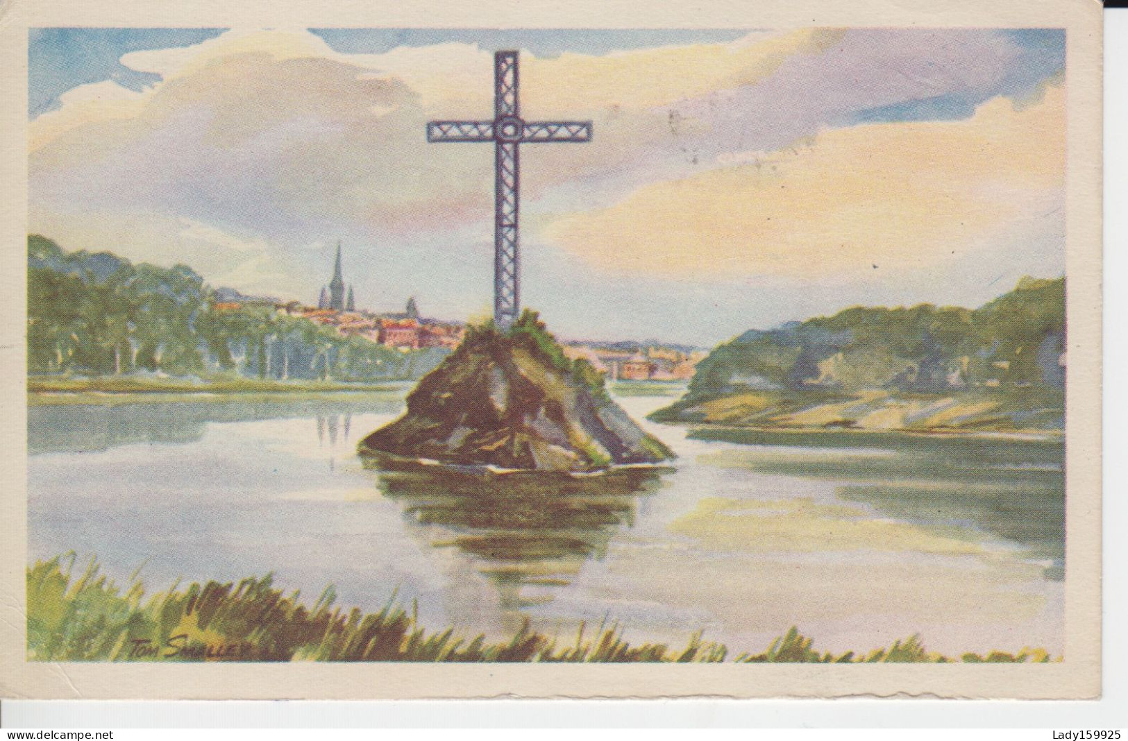 Croix Lumineuse Holy Year Luminous Post 1954 Rocher Solitaire Et Sa Croix , Lone Rock Post1950 Sherbrooke Québec Canada. - Sherbrooke