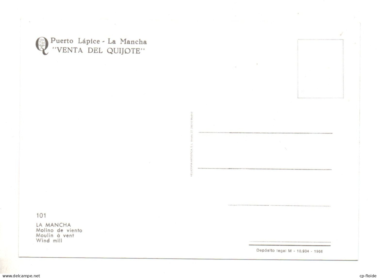 ESPAGNE. ESPAÑA. CASTILLA-LA-MANCHA. PUERTO LÁPICE LA MANCHA. " VENTA DEL QUIJOTE ". 5 CPM VOIR SCANS - Réf. N°37743 - - Ciudad Real