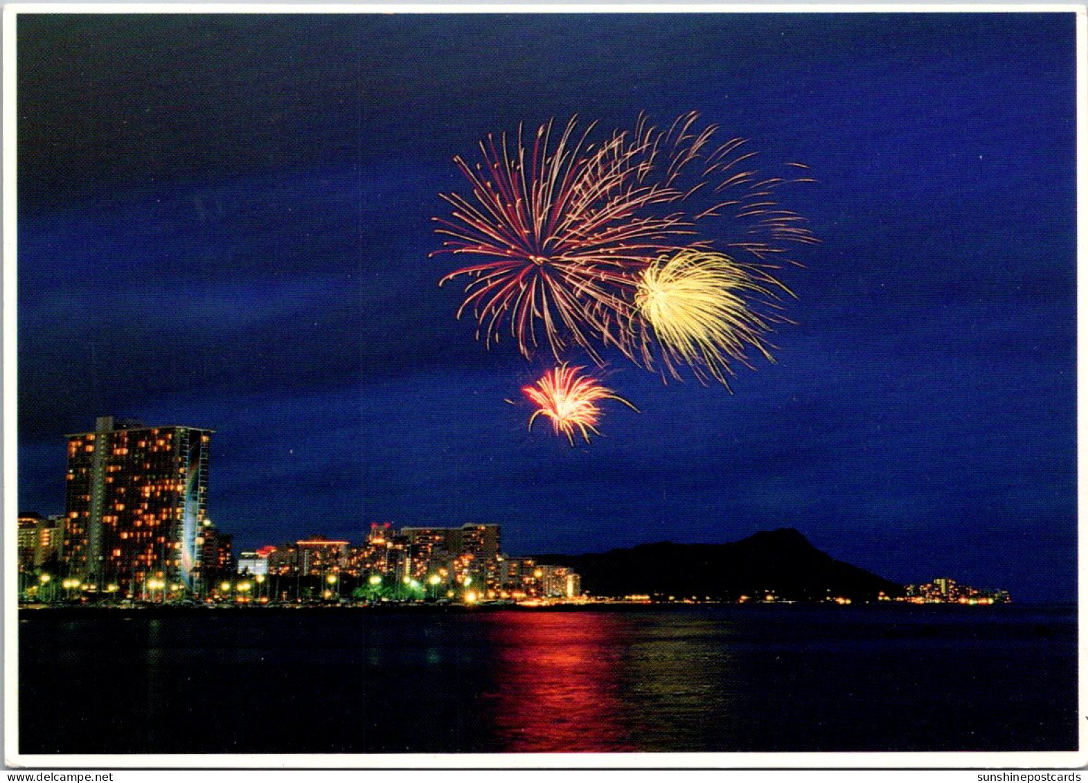 Hawaii Waikiki Night Sky With Fireworks - Oahu