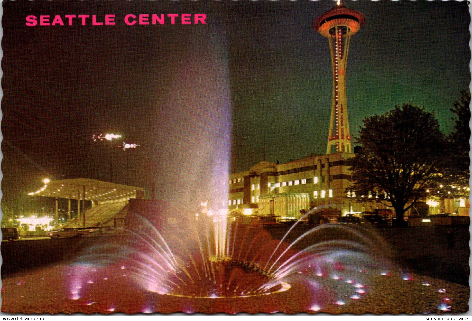 Washington Seattle Center International Fountain At Night - Seattle