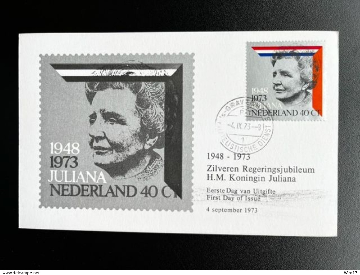 NETHERLANDS 1973 QUEEN JULIANA MAXIMUM CARD NEDERLAND - Maximum Cards