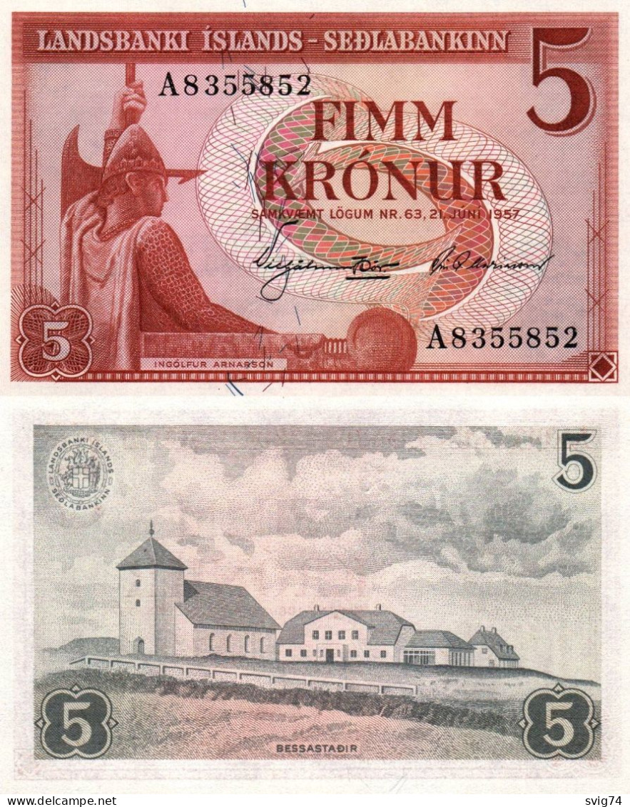 Iceland 5 Kronur 1957 Pick 37b UNC - Island