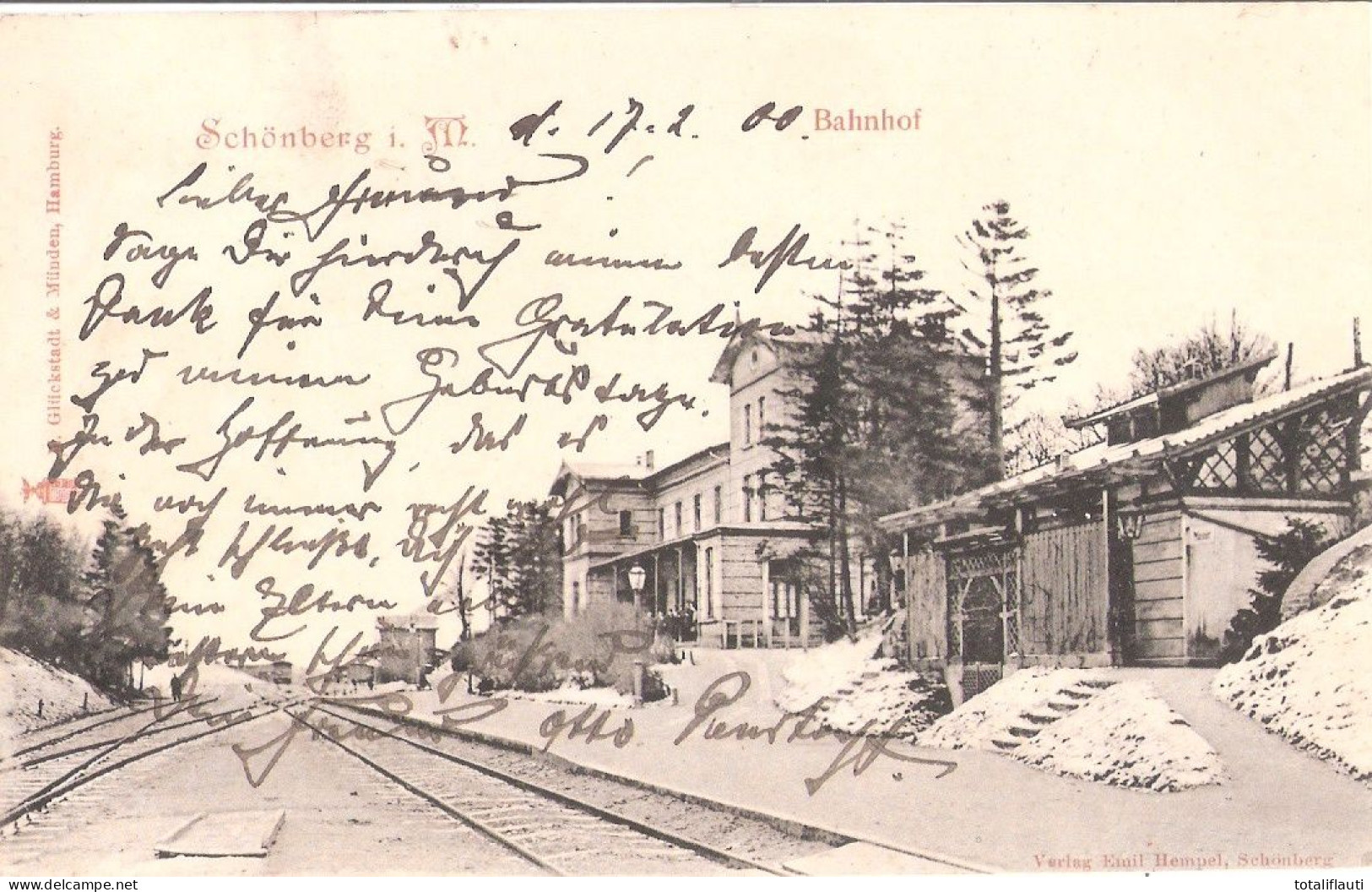 SCHÖNBERG Mecklenburg Bahnhof Gleisseite Belebt 17.2.1900 Gelaufen - Grevesmühlen