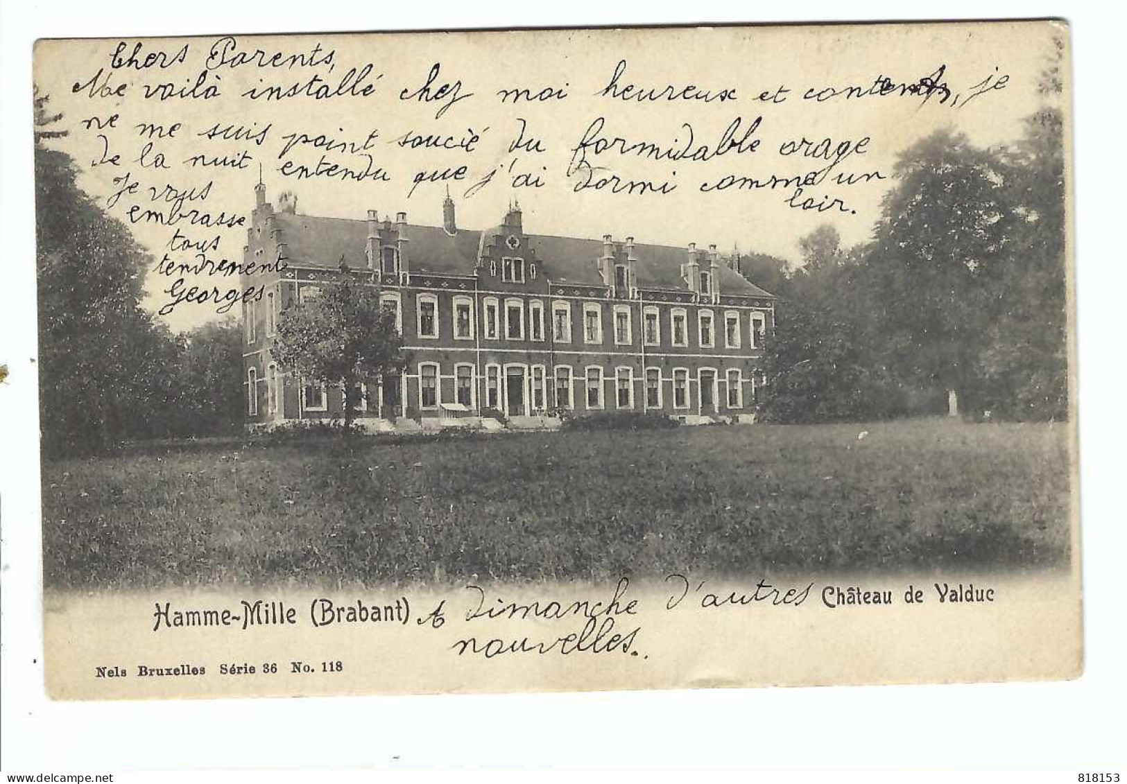 Hamme-Mille   (Brabant)  Château De Valduc   1906 - Beauvechain