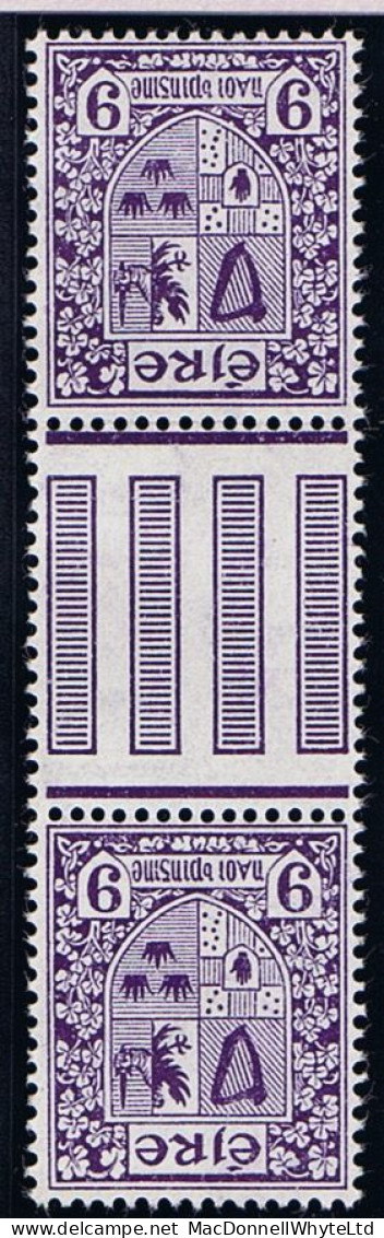 Ireland 1940-68 Wmk E 9d Violet, Var. Watermark Inverted, Gutter Pair Mint Unmounted Never Hinged - Ungebraucht