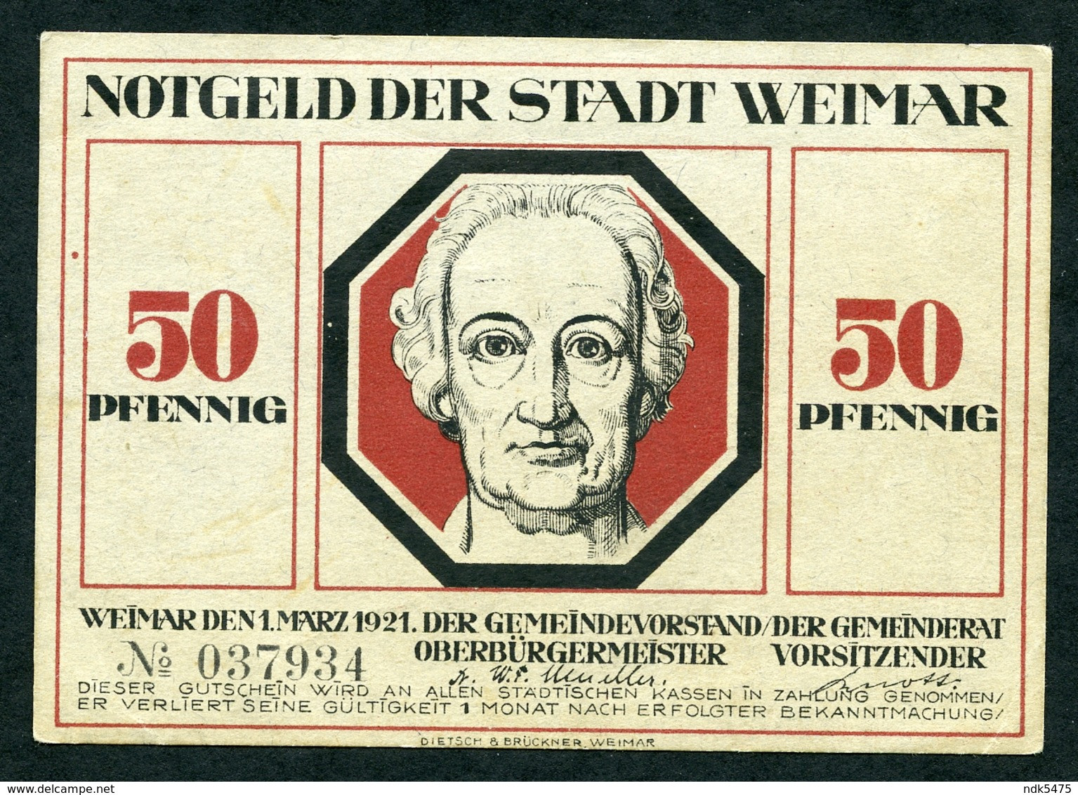 NOTGELD : STADT WEIMAR - 50 PFENNIG - Zonder Classificatie