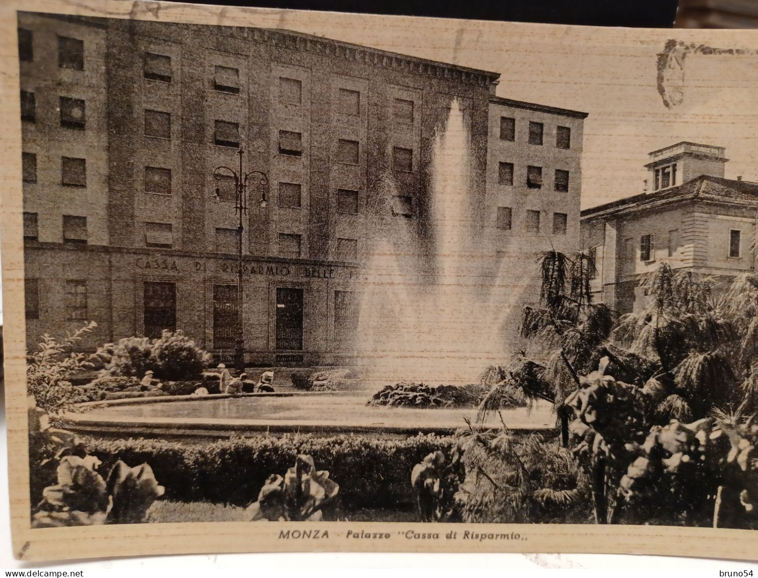 Cartolina Monza Palazzo Cassa Di Risparmio 1956, Fontana - Monza