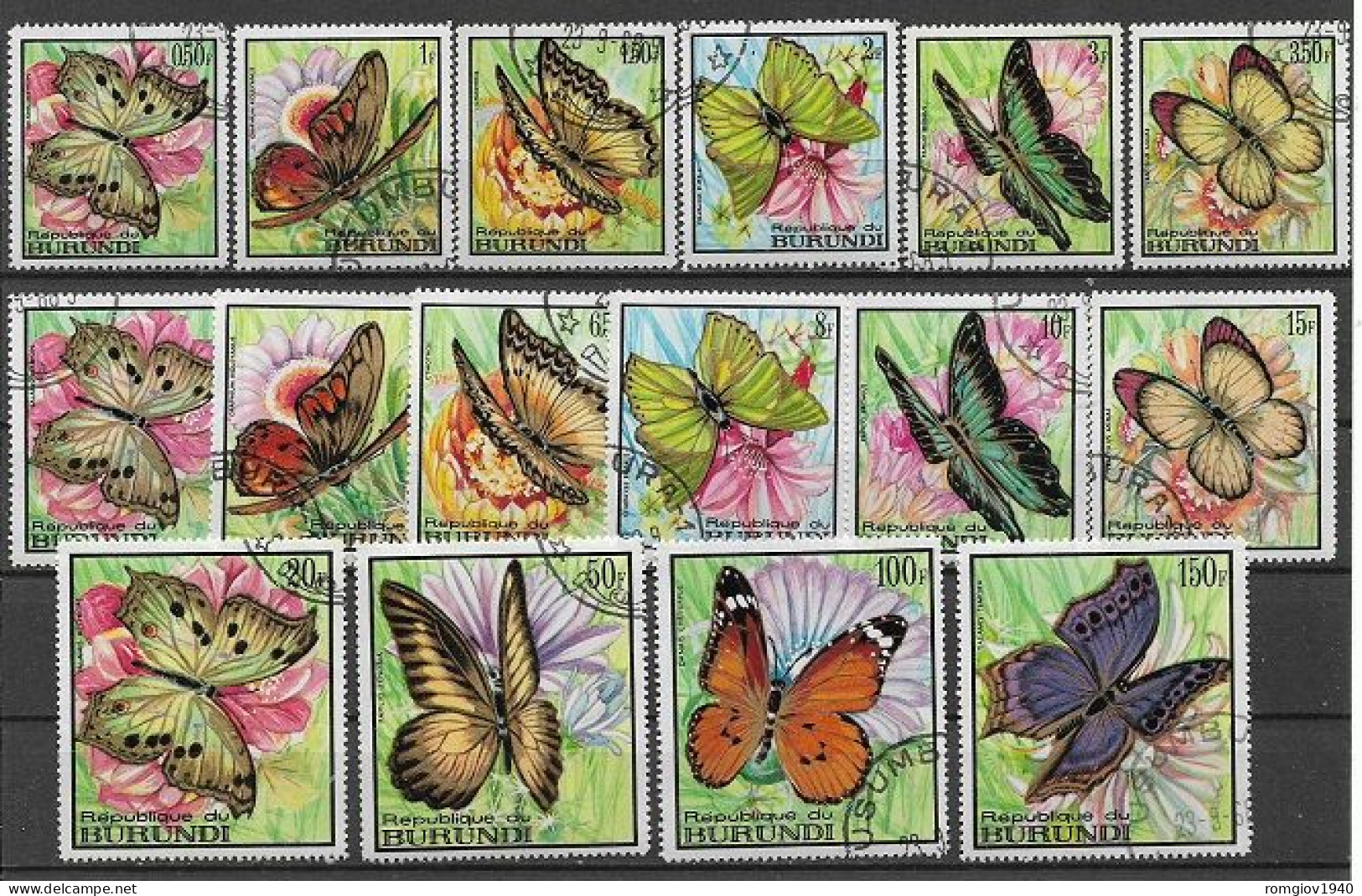 BURUNDI 1968  SERIE ORDINARIA FARFALLE YVERT. 270-285  USATA VF - Used Stamps