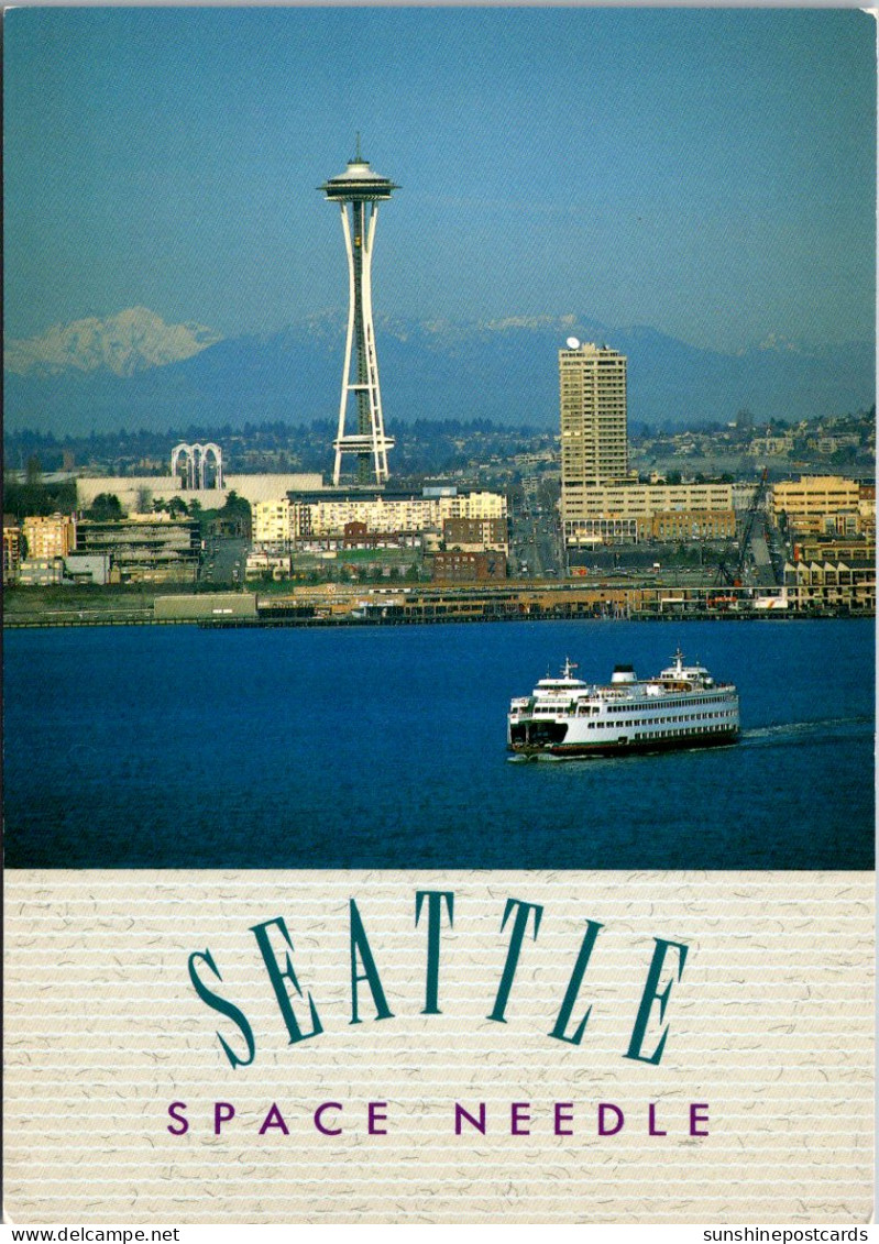 Washington Seattle Washington State Ferry On Puget Sound With Space Needle In Background - Seattle